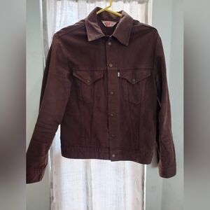 Levis White Label Vntg 70s Brown Denim Snap Up Jacket With Pockets Size 40
